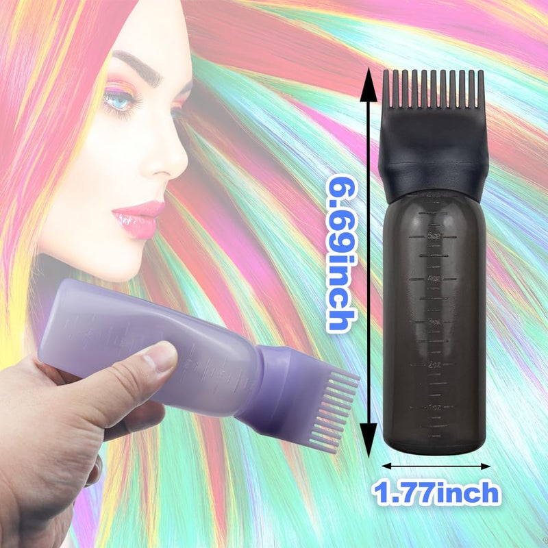 FZWONVUC 4 Pack Root Comb Applicator Bottle, Hair Oil Applicator, Oil Comb Applicator Bottle for Hair Dye Shampoos Hair Salons (Black+Purple) - Image 2